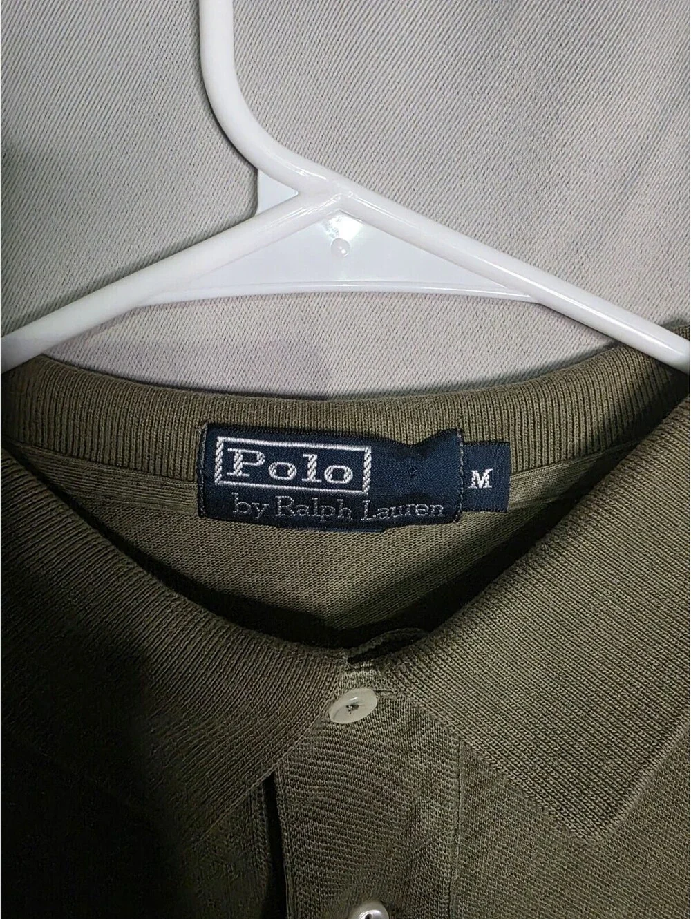 Polo Ralph Lauren Olive Green Polo Shirt Classic Fit Pony Logo Mens Medium